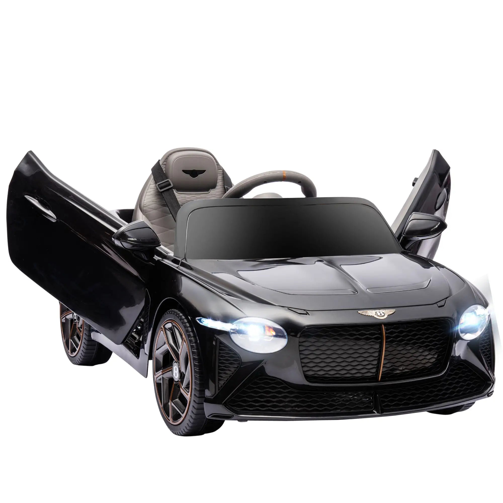 Aosom 12V Electric Ride on Car with Butterfly Doors, 3.1 MPH Kids Ride-on Toy for Boys and Girls with Remote Control, Suspension System, Horn Honking, White