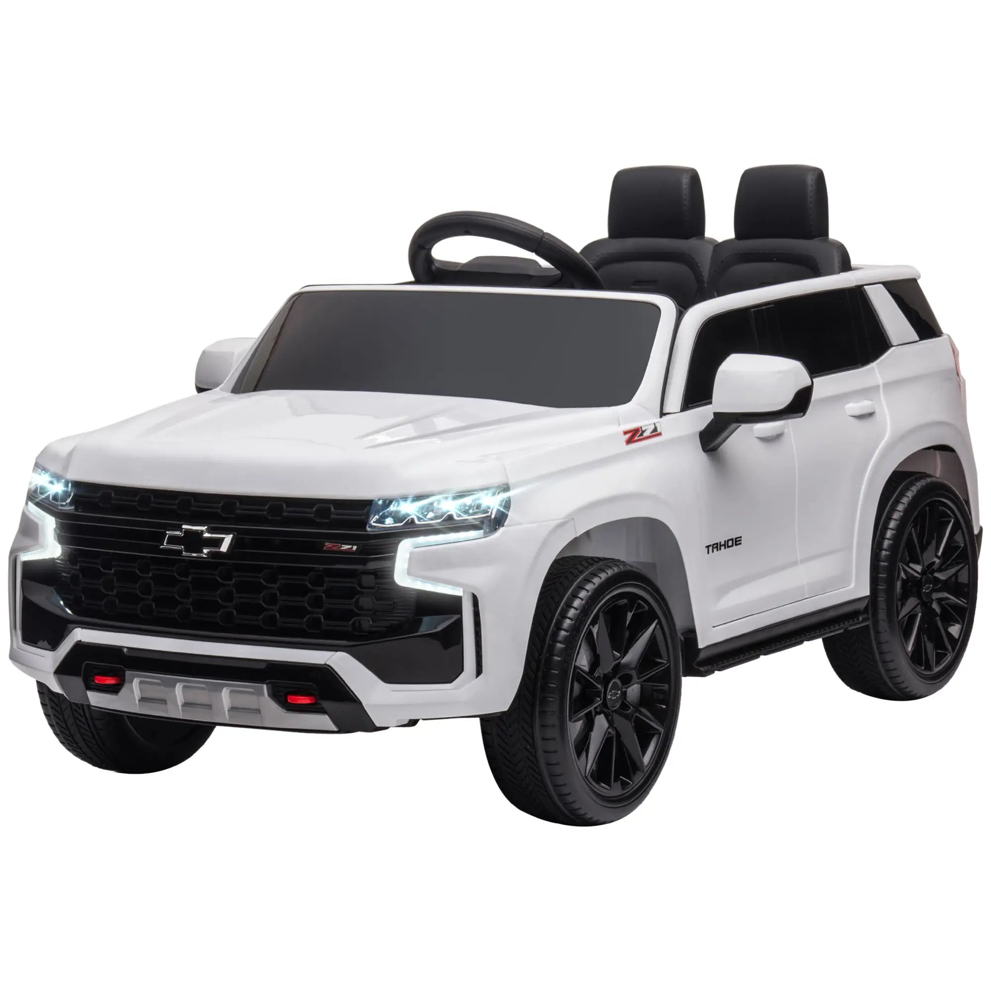 Aosom 12V Licensed Chevrolet TAHOE Ride On Car, Kids Ride On Car with Remote Control, 3 Speeds, Spring Suspension, LED Light, Horn, Music, Electric Kids Car for 3-6 Years Old, Black