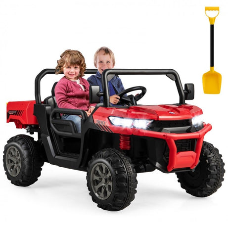 12V 2-Seater Kids Ride On Dump Truck with Dump Bed and Shovel