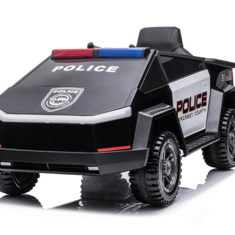 Future Police 12V Ride On Truck, 4×4, Leather Seat, Siren, BT, Rubber Wheels, Rc