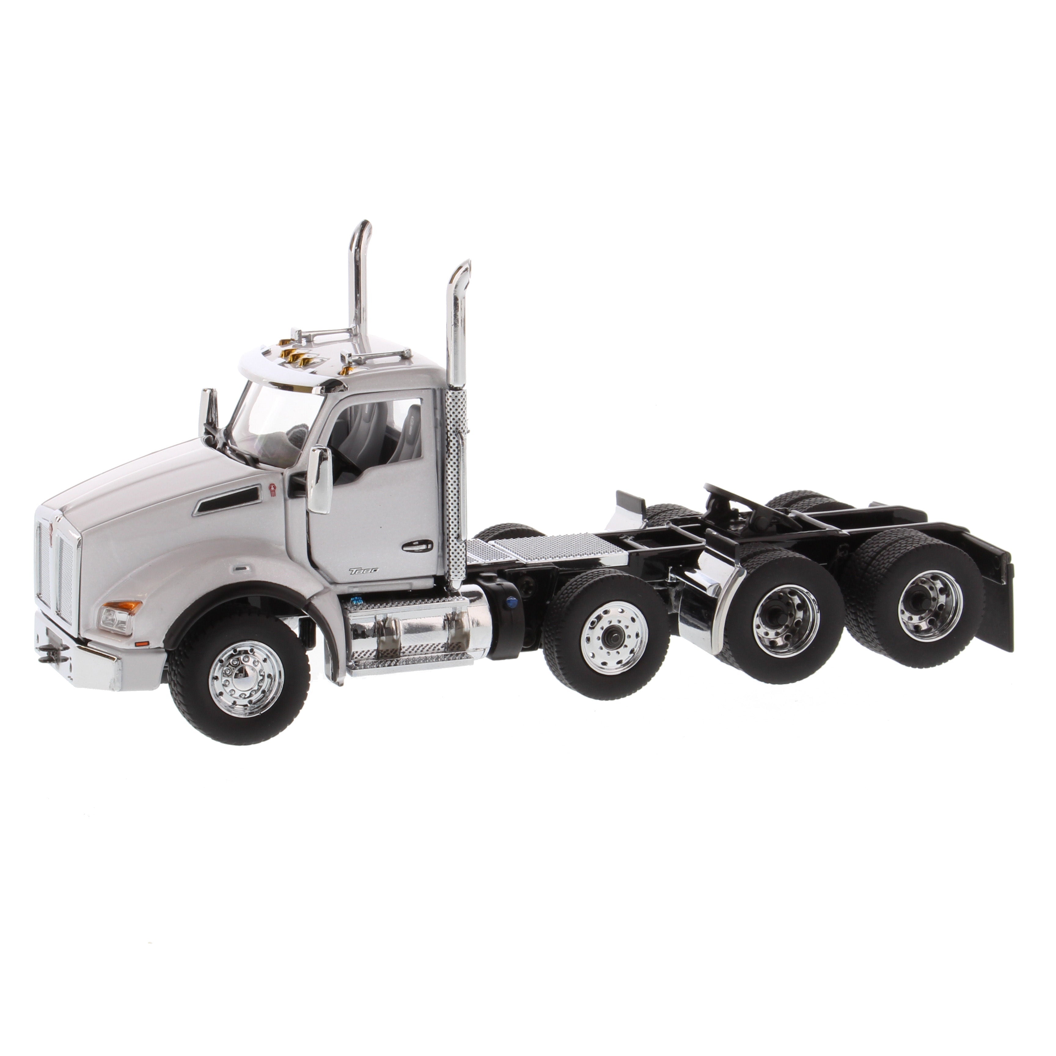 1:50 Kenworth T880S SBFA Day Cab Tandem Tractor with Pusher Axle- Metallic White cab, 71058  *INCOMING JUNE