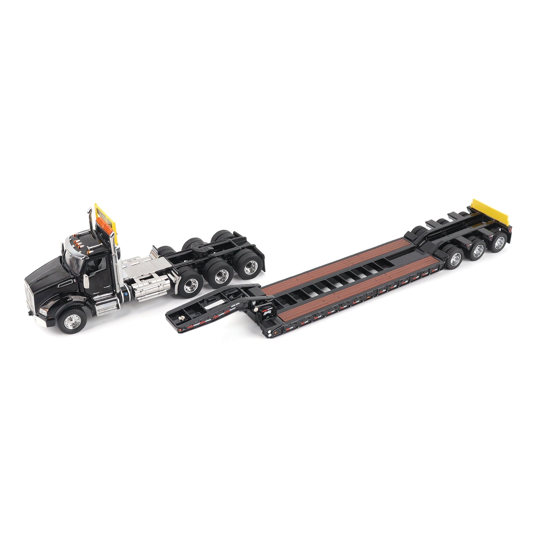 1:50 Kenworth T880 SBFA Daycab Tridem Tractor with Trail King TK 120 HDG Lowboy Trailer Black, Transport Series, 71134