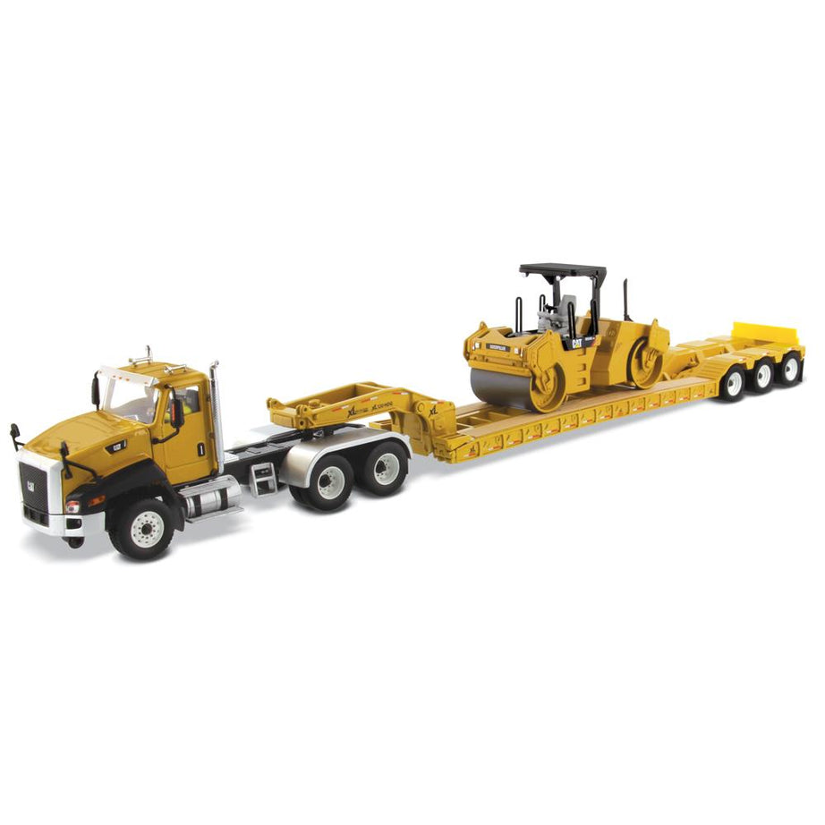 1:50 Cat® CT660 Day Cab Tractor & XL120 Low-Profile HDG Trailer with Cat® CB-534D XW Vibratory Asphalt Compactor, 85601C