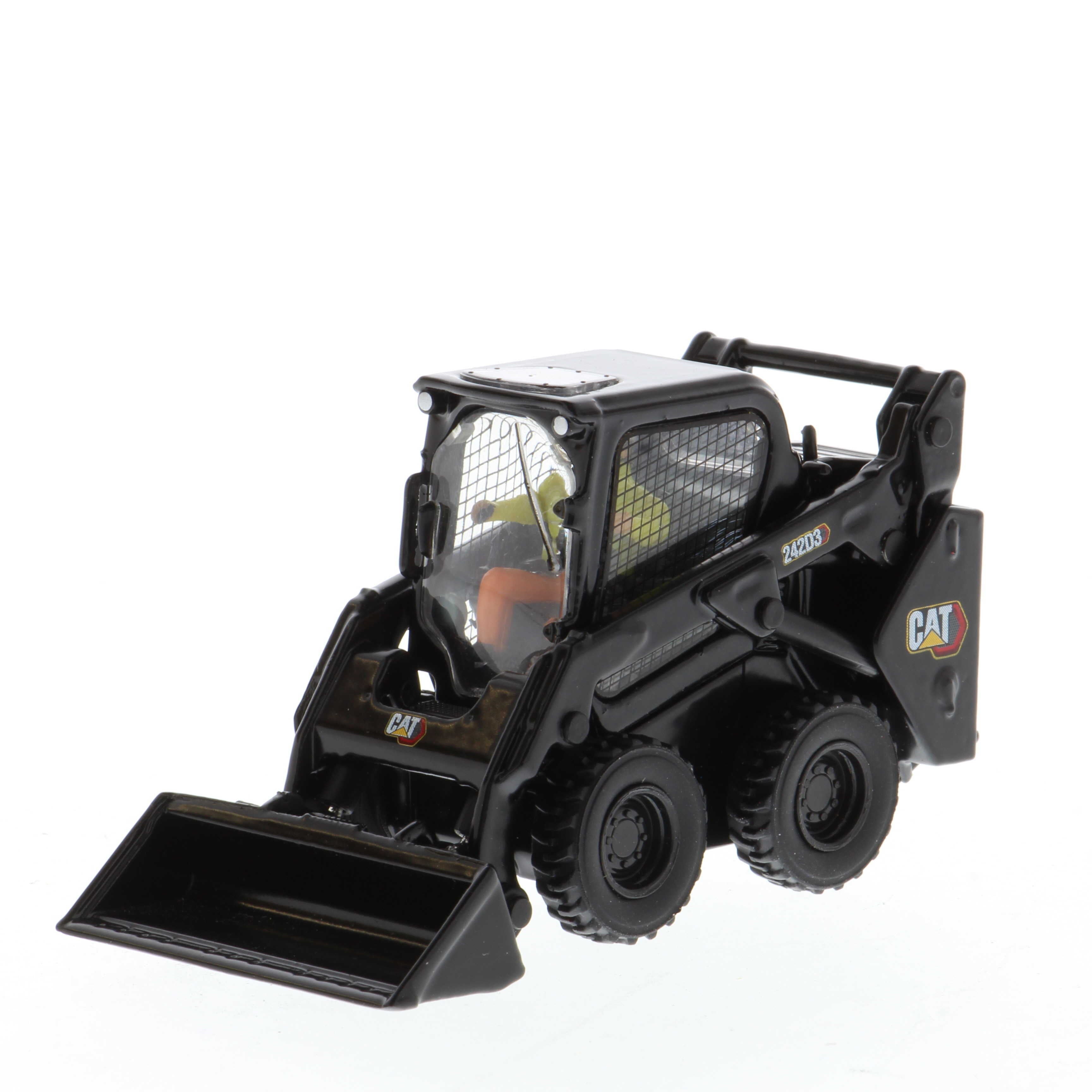 1:50 Cat® 242D3 Skid Steer Loader with Attachments & Special Black Paint, High Line Series, 85676BK