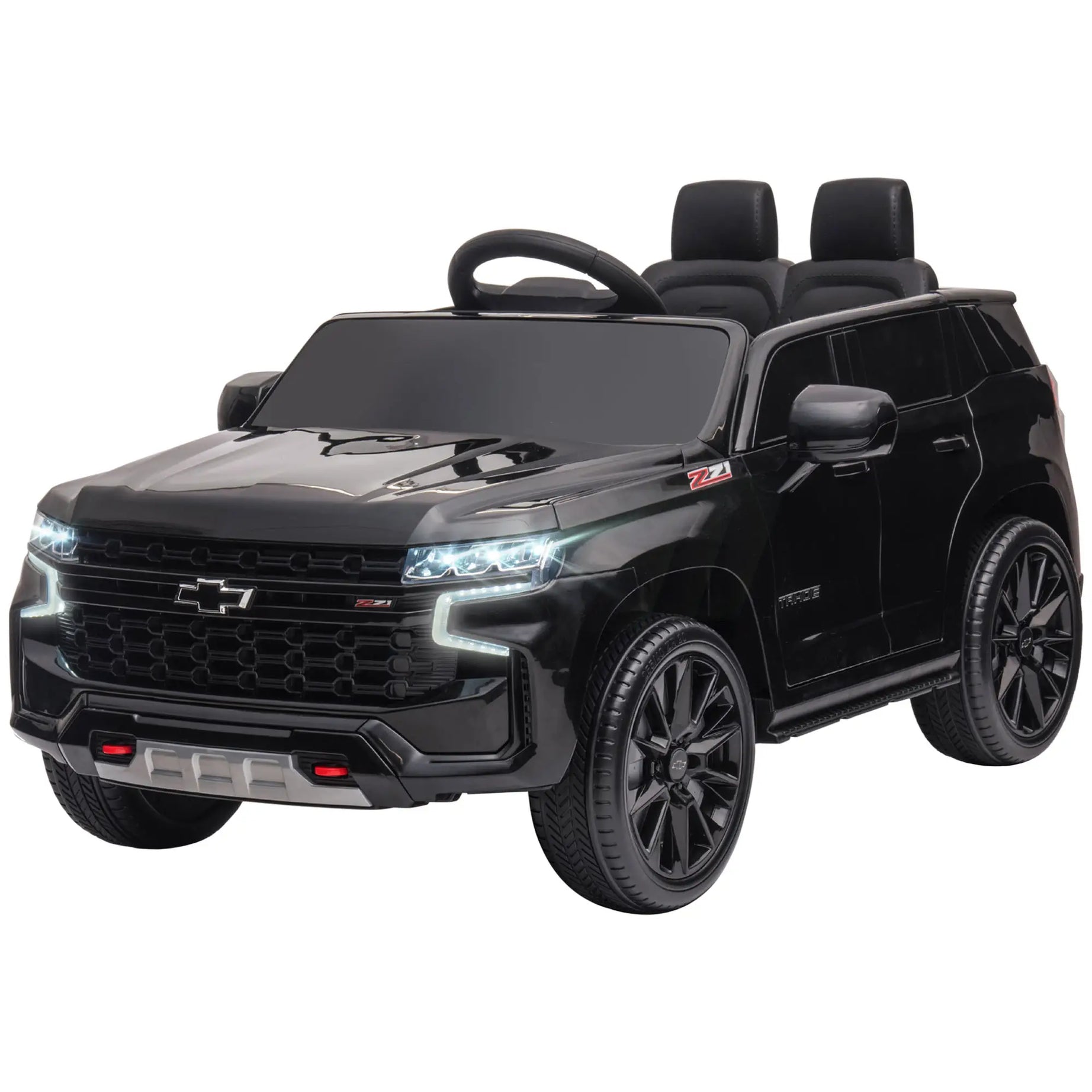 Aosom 12V Licensed Chevrolet TAHOE Ride On Car, Kids Ride On Car with Remote Control, 3 Speeds, Spring Suspension, LED Light, Horn, Music, Electric Kids Car for 3-6 Years Old, Black